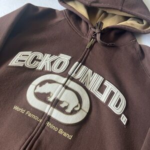 Vintage Y2K Ecko Unlimited Chocolate Brown Hoodie